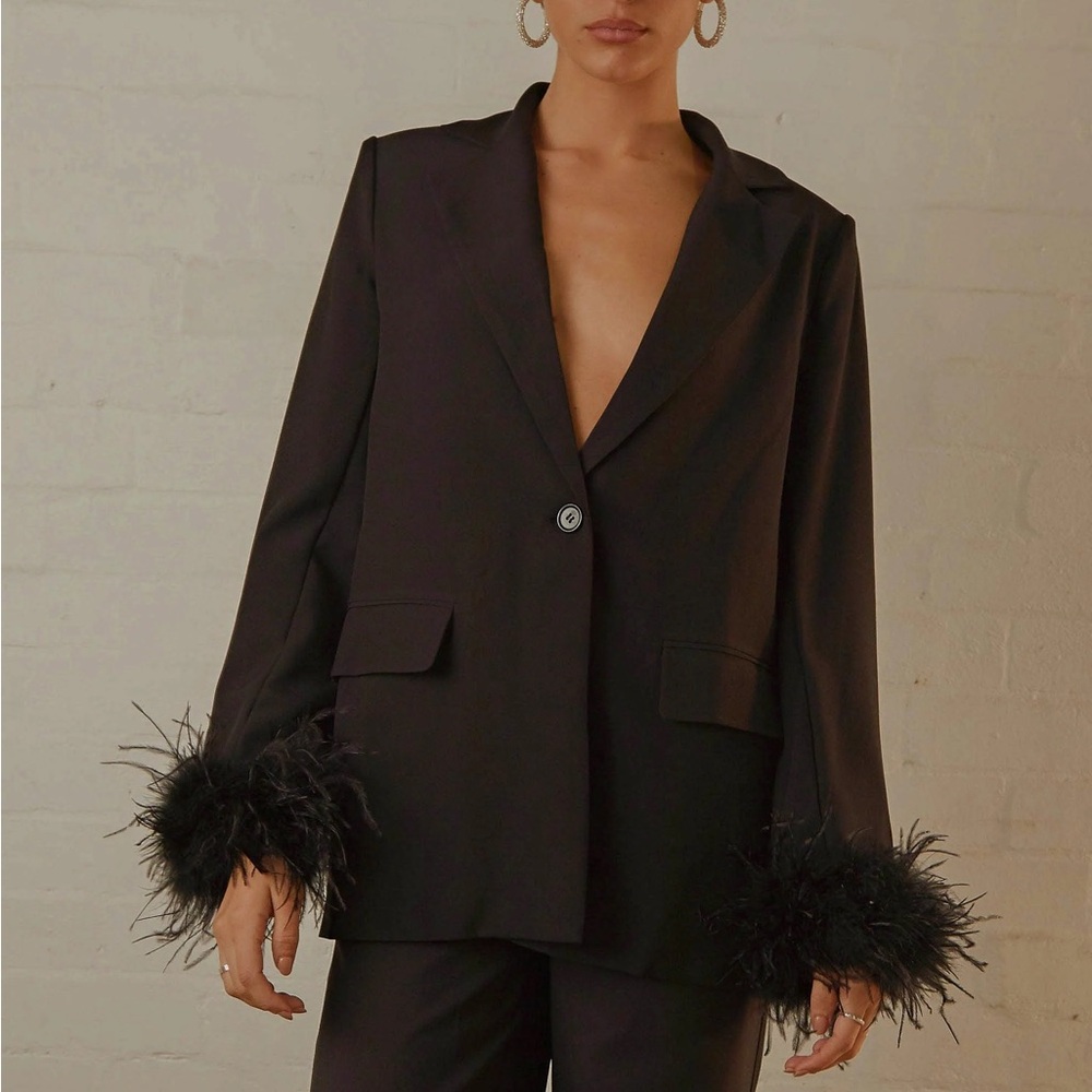 Peppermayo Shake It Off Feather Blazer - Night